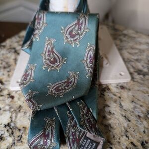 Dior Green and Burgundy Paisley Tie